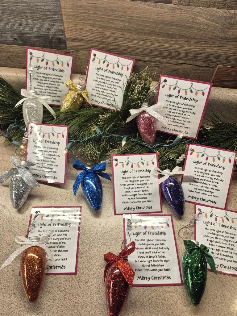 All of the colors of the friendship ornament.