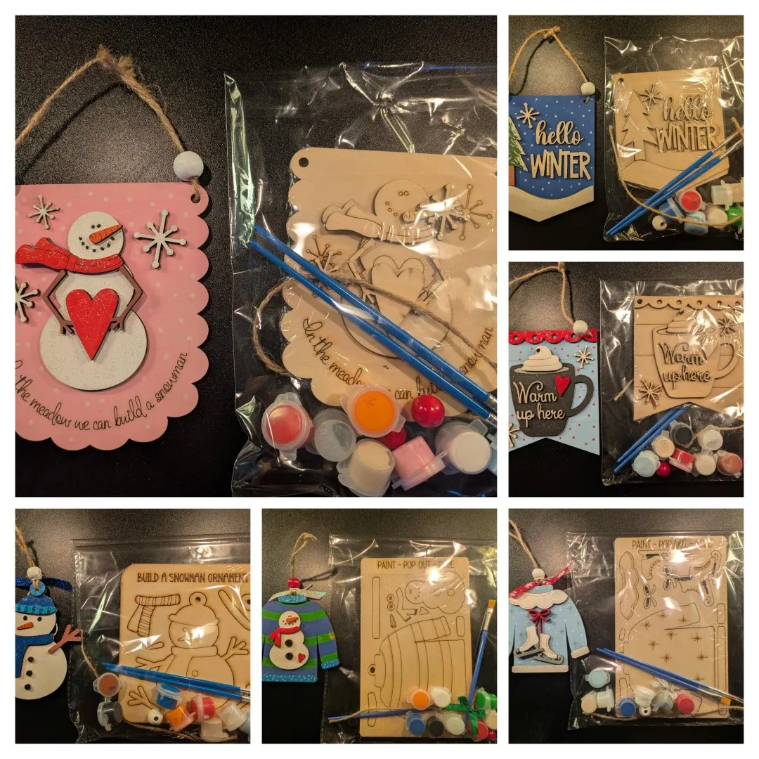 A collage showing multiple ornament designs available as a 3-pack.